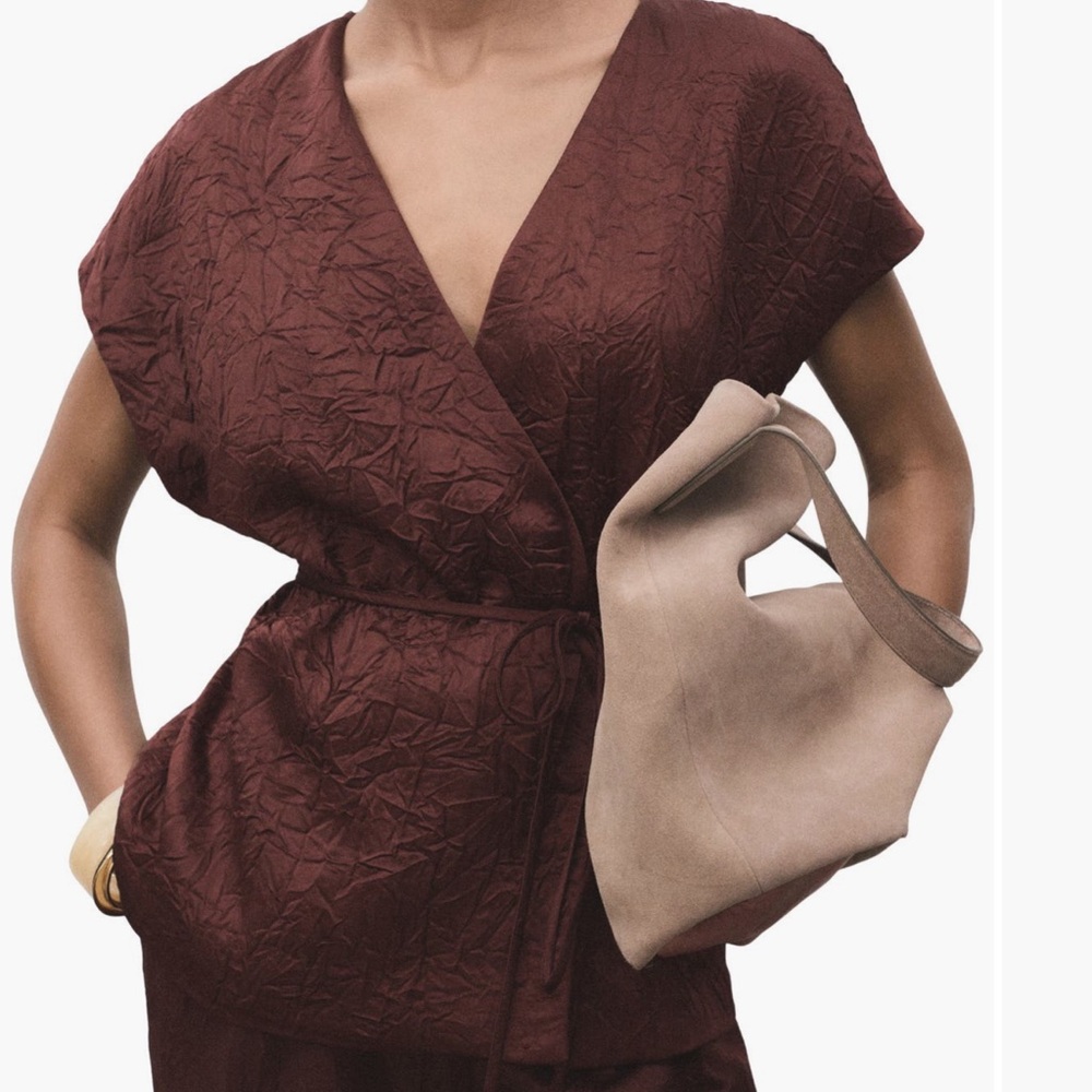 Mango crinkled effect wrap jacket